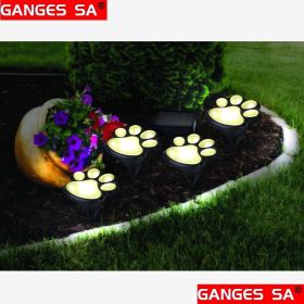 1pc GANGES SA Solar Garden String Lights; 4 Cat And Dog Footprint Lights; Solar Lawn Lights; Solar Landscape Fence String Lights; Outdoor Garden