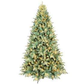 7.5ft Blue-Green Tint PE/PVC Hybrid Automatic Led Xmas Tree  Artificial Decor New Years Christmas Tree