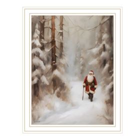 Trendy Decor 4U Santa's Winter Stroll White Framed Wall Art for Living Room, Holiday Wall Art Print for Home Decor, Bedroom Wall Art by Jo Moulto