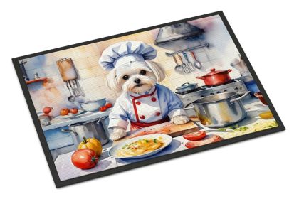 Maltese The Chef Doormat Front Door Mat Indoor Outdoor Rugs for Entryway, Non Slip Washable Low Pile, 24H X 36W