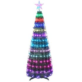 4.9FT S-5.9FT L Options -- 1Pc Collapsible Christmas Tree Light With Remote App Control IP65 Waterproof Customized Multi-Color Mode Timer Setting (Option: L)
