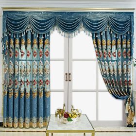 Modern Style Living Room European Hollow Embroidery Curtains Thickened Velvet Bedroom Light-proof French Windows 2-piece Set (Option: SGP2023057044)