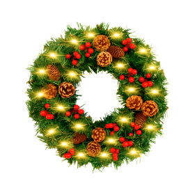24 - Inch Christmas Wreath. Unlit, Yellow - Lit, Colorful - Lit Styles (Option: 60cm-Yellow)