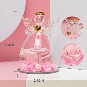 1pc; Birthday Gifts For Women; Preserved Rose In Angel Glass; Mom Grandma Gifts On Mother's Day; Valentine's Day; Wedding; Thanksgiving; Christma (Color: Pink)
