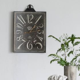 Large Vintage Black Rectangular Wall Clock with White Numerals, Home Decor Accent Clock (Color: as Pic)
