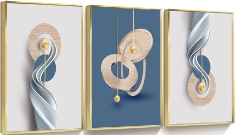 Framed Canvas Wall ArtOil Paintings Impressionism Aesthetic Prints Canvas Paintings for Living Room Bedroom Office Home; 3 Panels (Gold: 24*36)