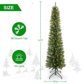 PVC, Christmas Tree, Christmas Decorations, Green, With Lights (Option: 5ft)
