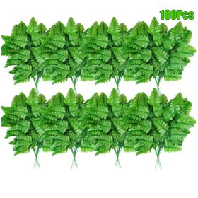 Artificial Fern Leaves Stem Green Cemetery Leaf Picks Wedding Flower Arrangements (Option: W13732778)